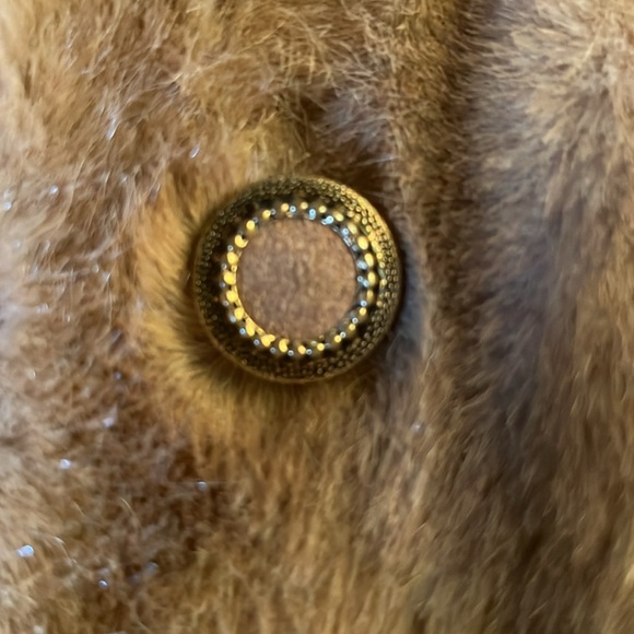 Vintage Faux Fur Jacket Suede Panels 3/4 Sleeves Tan Style VI Ltd - Picture 3 of 16